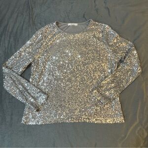 Ricki's Silver Sequin Long Sleeve Blouse

#1039